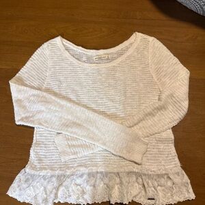 Abercrombie & Fitch Cream Lace Hem Sweater